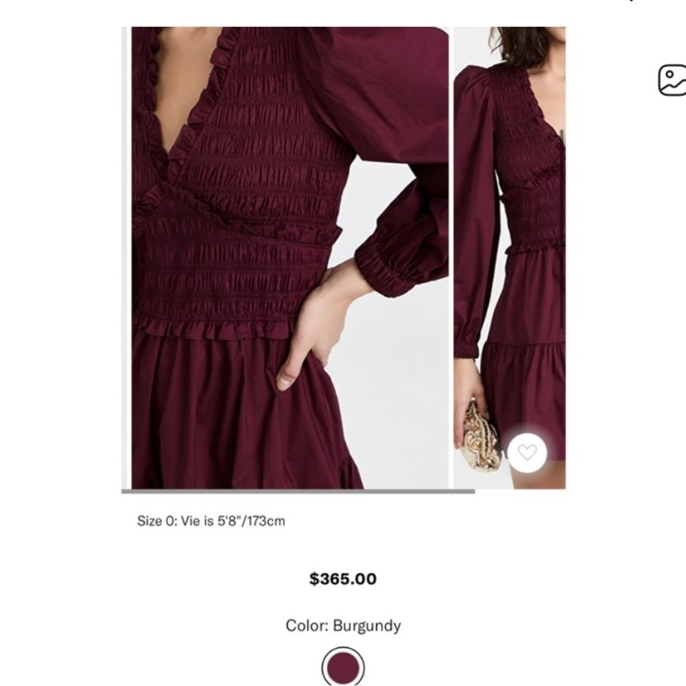 Sea New York Burgundy Long Sleeve Tiered Mini Dress - Picture 4 of 5